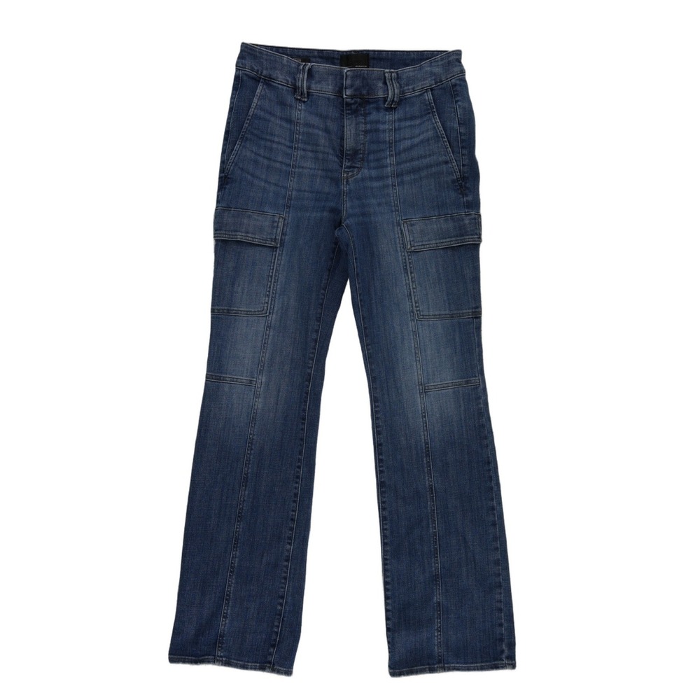 White House Black Market Cargo Jeans Women's Size 10 Blue High Rise Straight